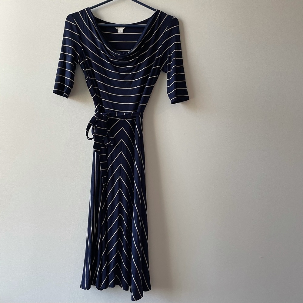 Monsoon Stripe Drape Neck Dress